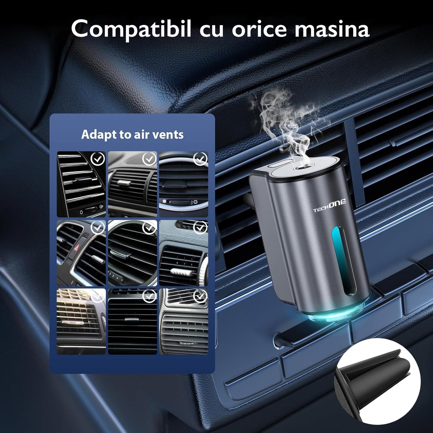 Odorizant Auto Smart – 3 Arome, Acumulator & Iluminare Ambientală