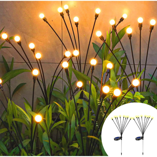 Set 2 Lămpi Solare Licurici – 8 LED, Alb Cald, Rezistente la Apă, Magie pentru Grădina Ta