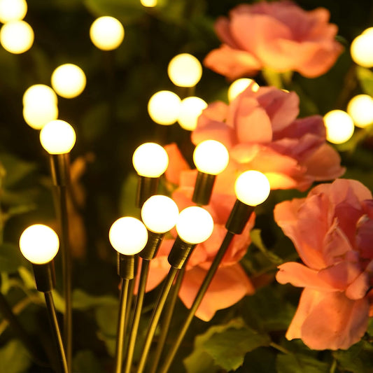 Set 2 Lămpi Solare Licurici – 8 LED, Alb Cald, Rezistente la Apă, Magie pentru Grădina Ta